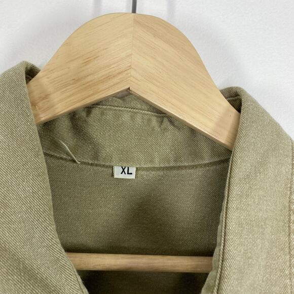 Green Khaki Coyote Print Long Sleeve Button Up Shirt Men's Size X-Large XL - Picture 5 of 7